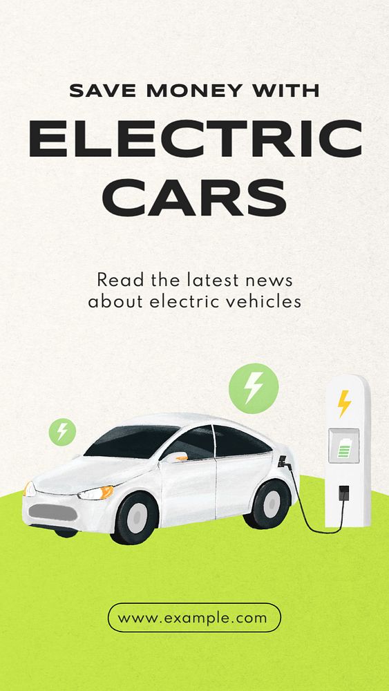 Electric cars, EV  Instagram story template, editable text