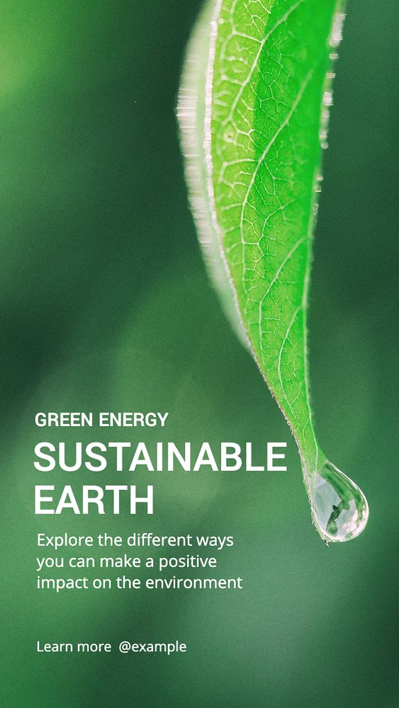 Sustainable earth  Instagram story template, editable text