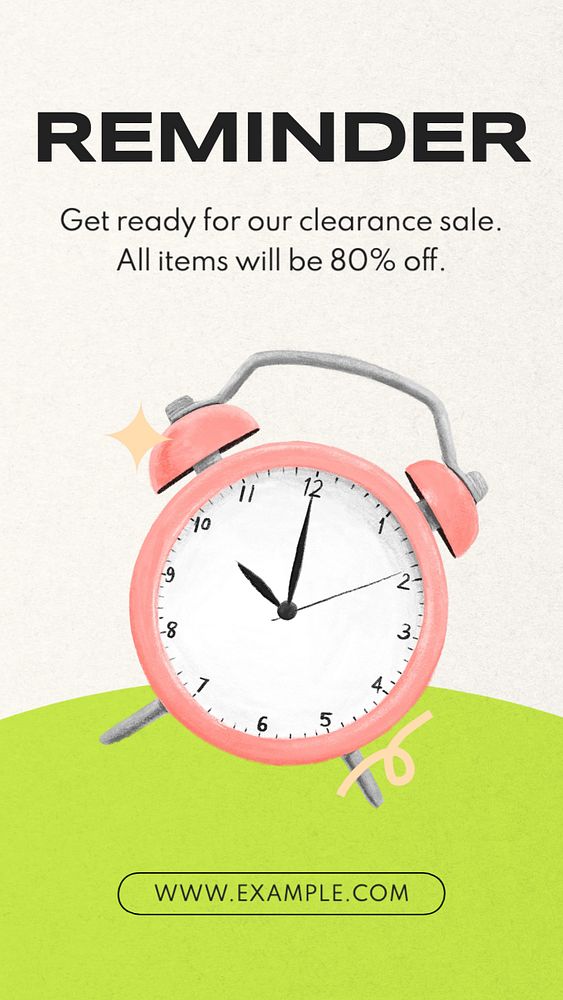 Sale reminder Instagram story template, editable text
