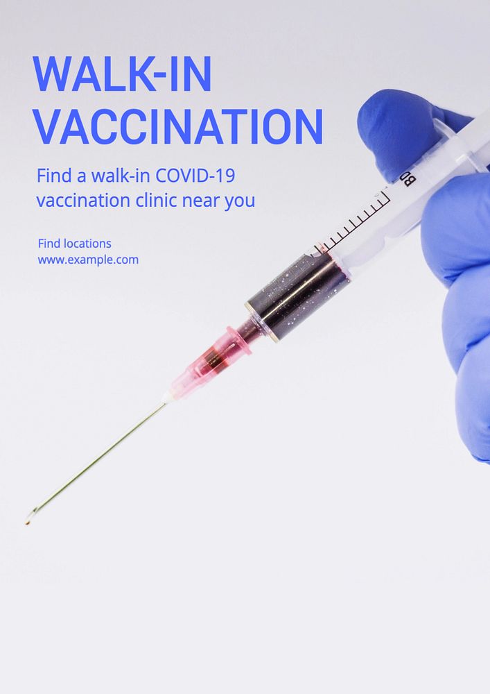 Walk-in vaccination  poster template, editable text and design