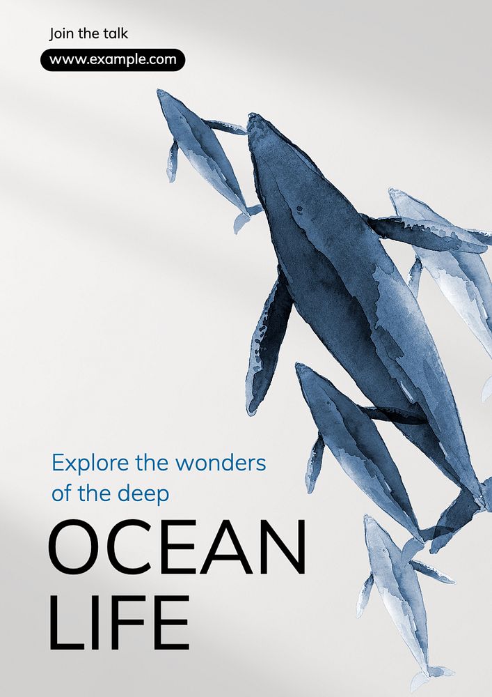 Ocean life  poster template, editable text and design