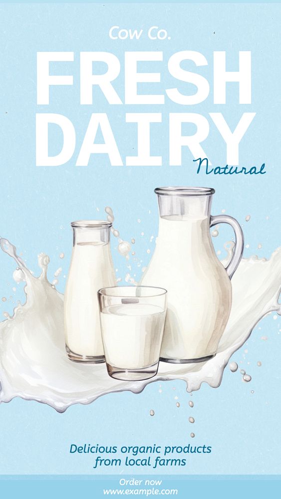 Fresh dairy Instagram story template, editable text