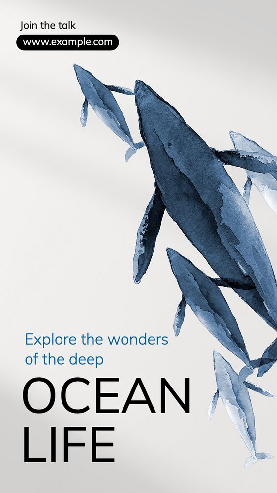 Ocean life  Instagram story template, editable text