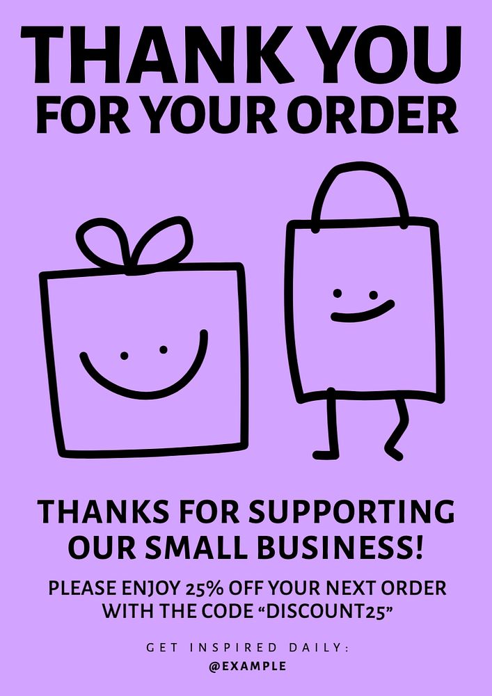 Thank you for your order poster template, editable text and design