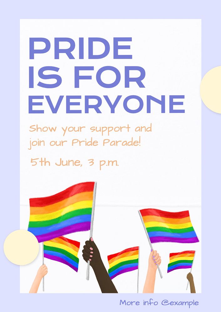 Pride parade poster template, editable text and design