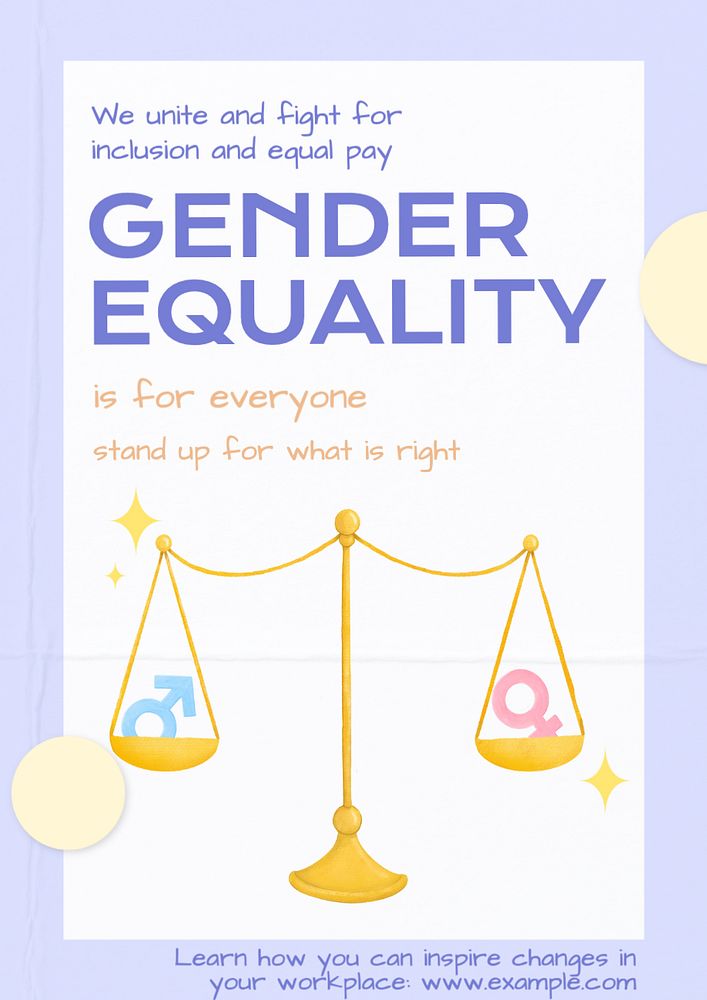 Gender equality poster template, editable text and design