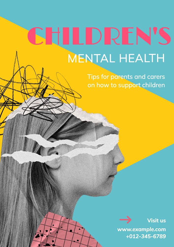 Children's mental health  poster template, editable text and design