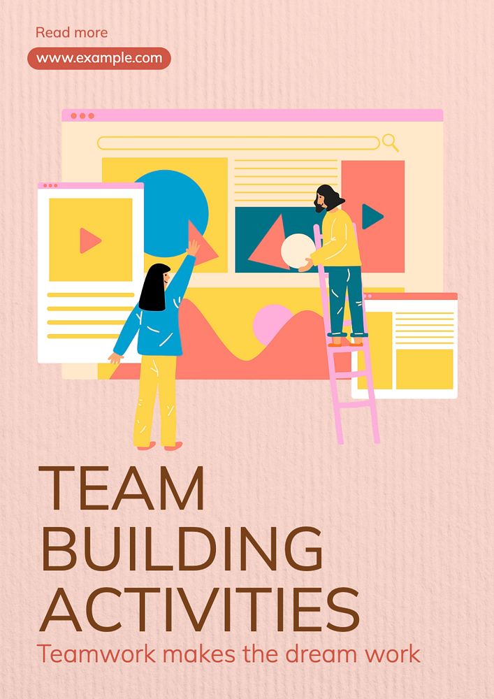 Team building work  poster template, editable text and design