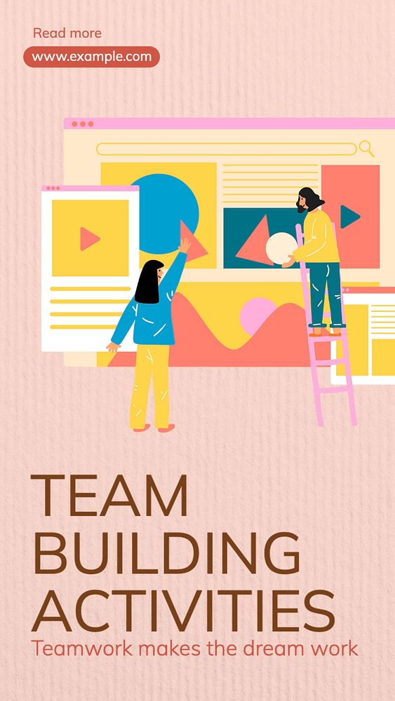 Team building work  Instagram story template, editable text