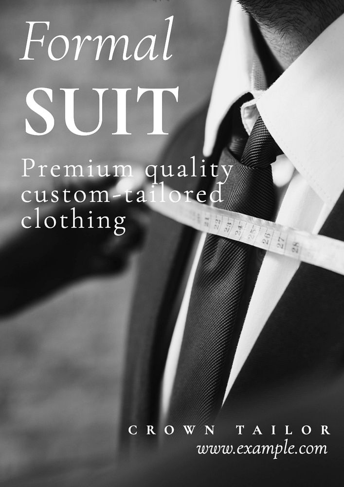 Formal suit poster template, editable text and design