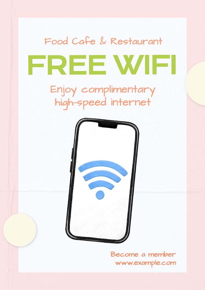 Free wifi poster template, editable text and design