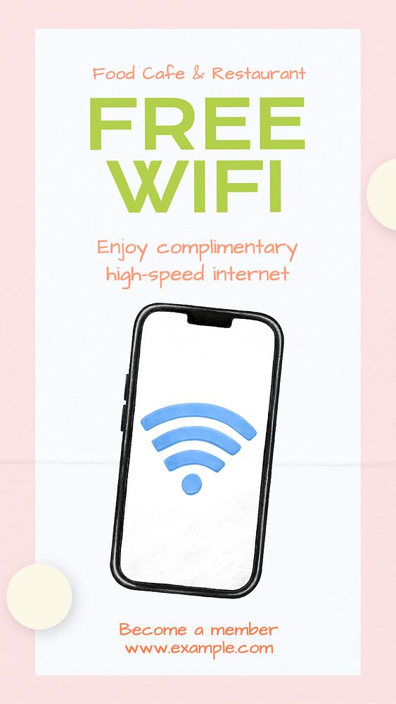 Free wifi Instagram story template, editable text