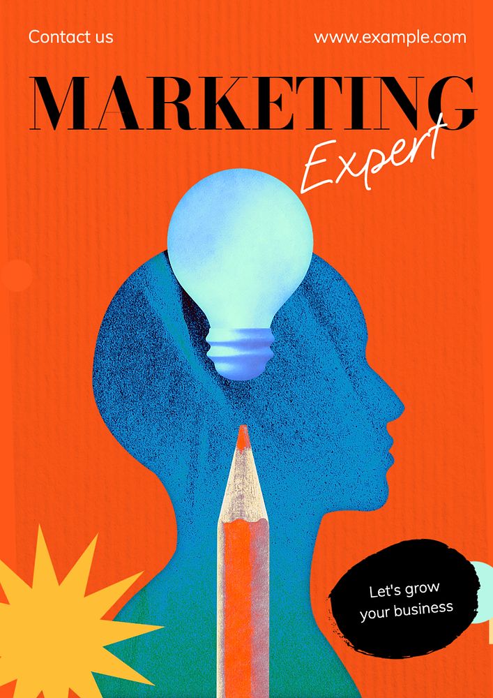 Marketing expert poster template, editable text and design