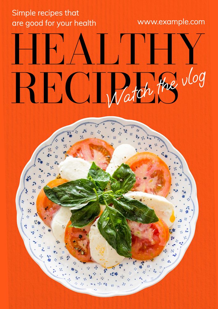 Healthy recipes poster template, editable text and design