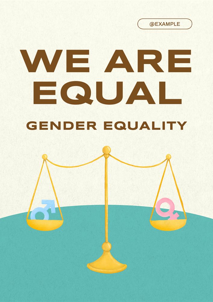 Gender equality poster template, editable text and design