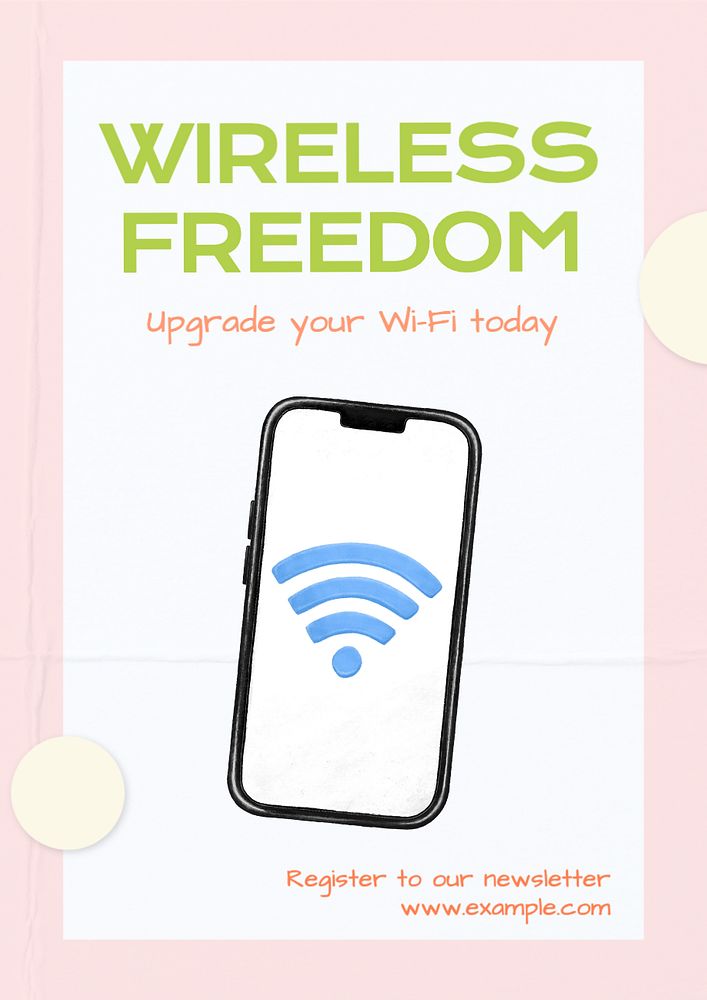 Wifi technology wireless poster template, editable text and design