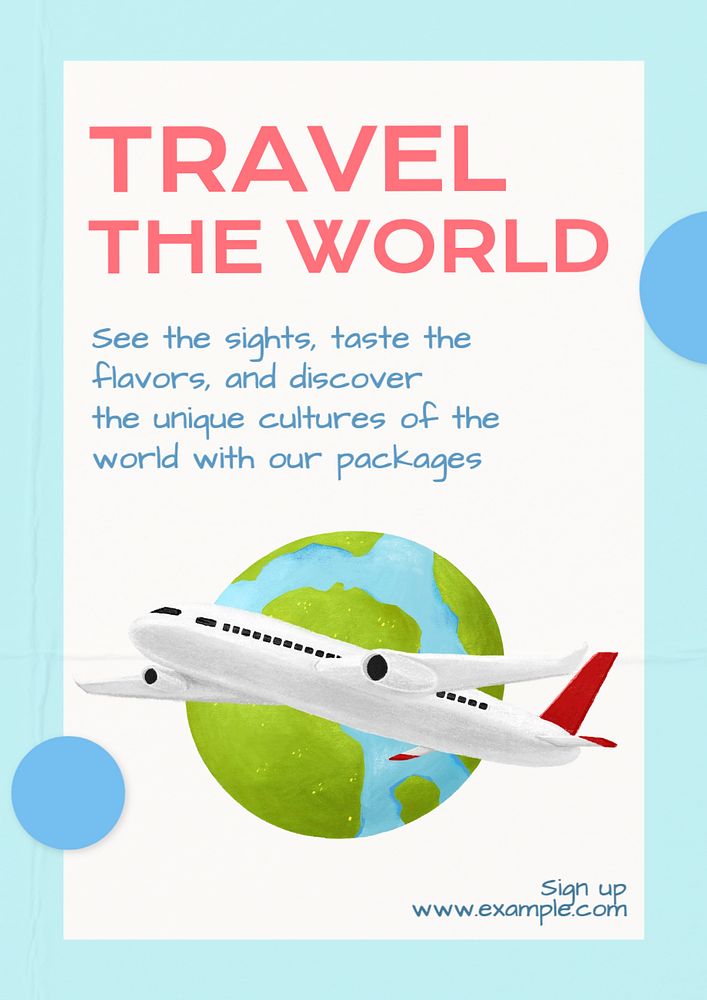 World travel poster template, editable text and design