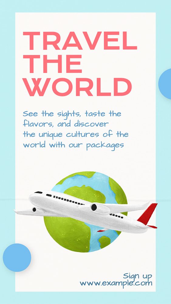 World travel Instagram story template, editable text