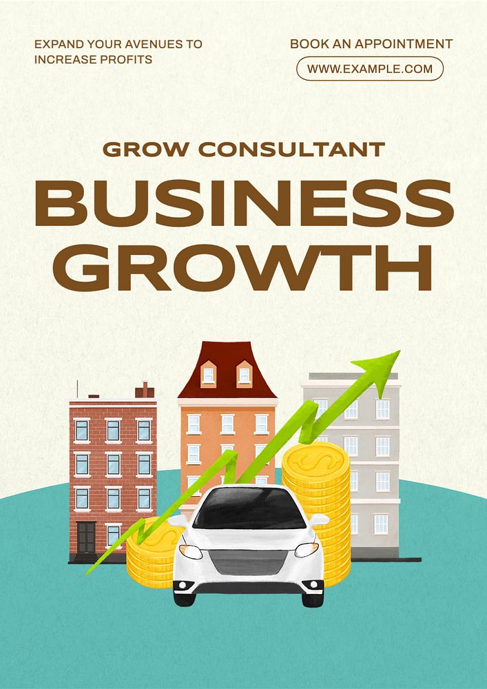 Business growth poster template, editable text and design