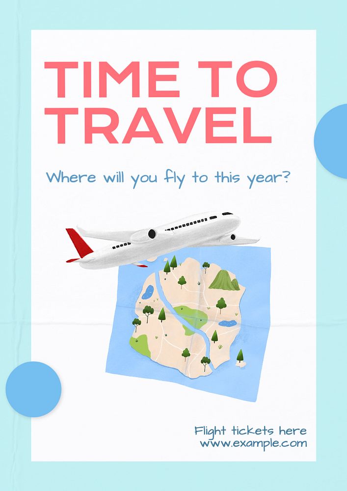 Flight tickets poster template, editable text and design