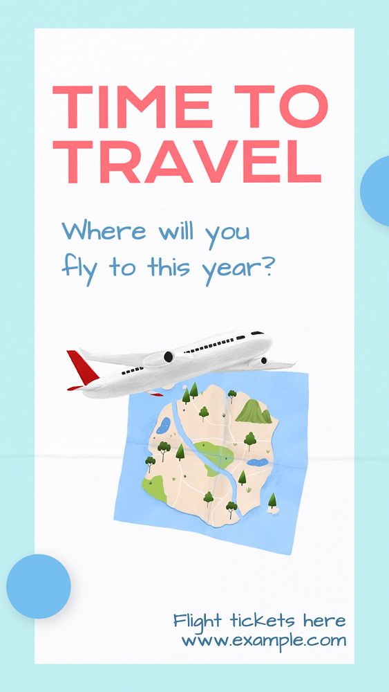 Flight tickets Instagram story template, editable text