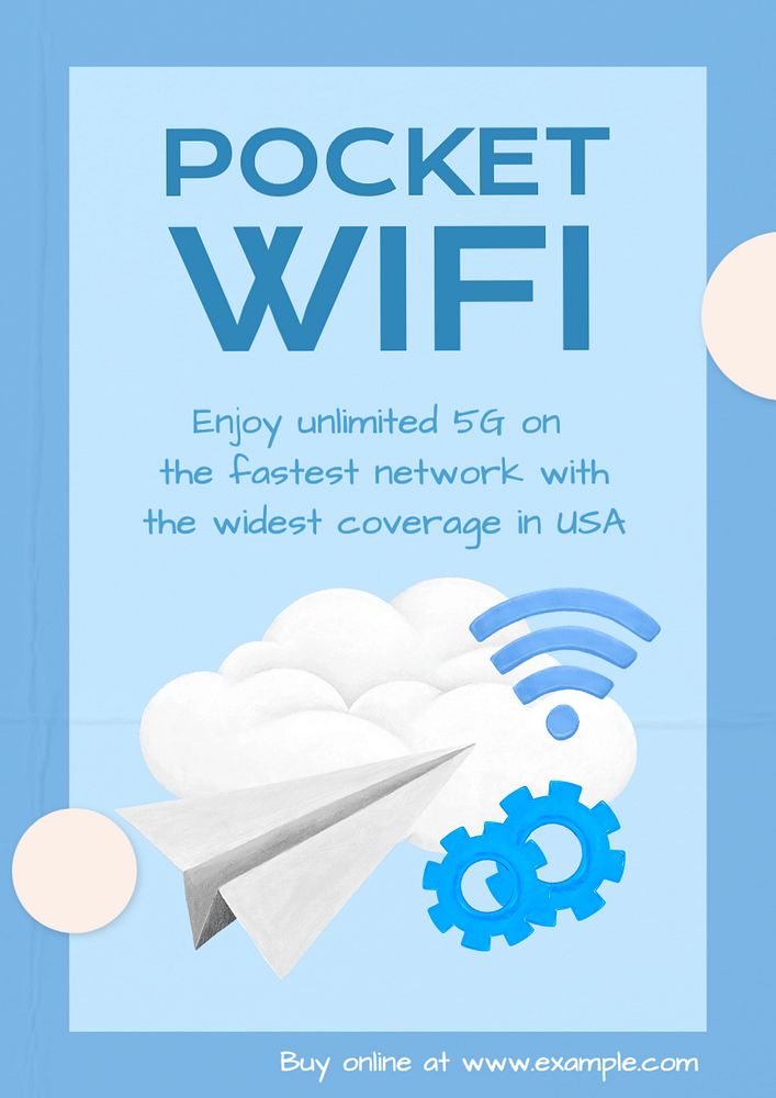 Pocket wifi poster template, editable text and design