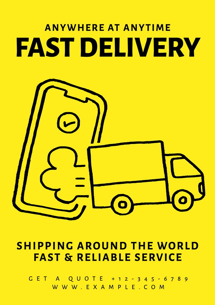 Fast delivery poster template, editable text and design