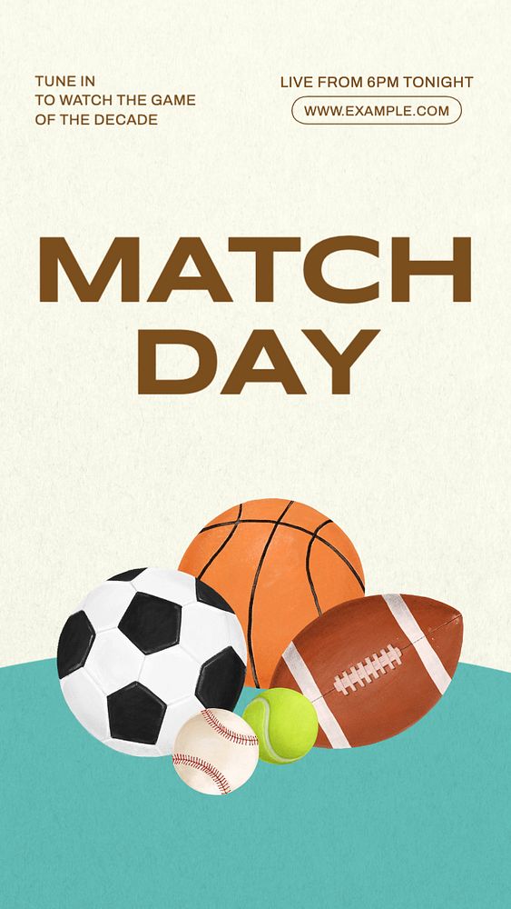 Match day Instagram story template, editable text