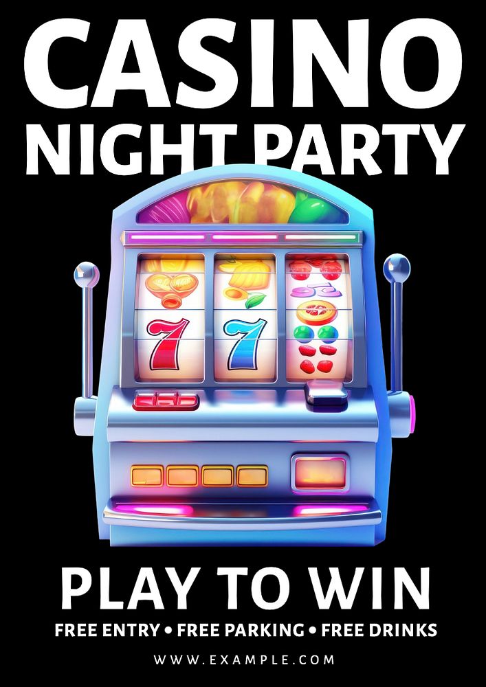 Casino night party poster template, editable text and design