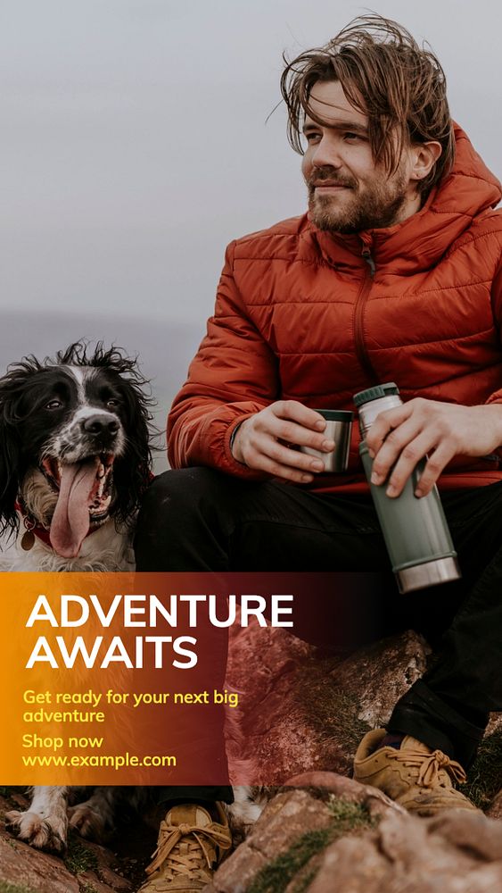 Hiking gear sale Instagram story template, editable text