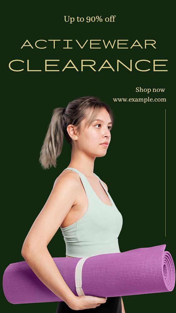 Activewear clearance sale Instagram story template, editable text