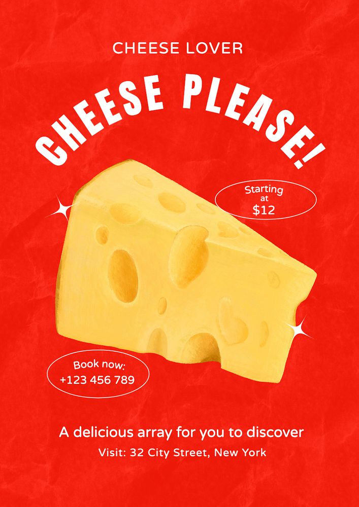 Cheese poster template, editable text and design