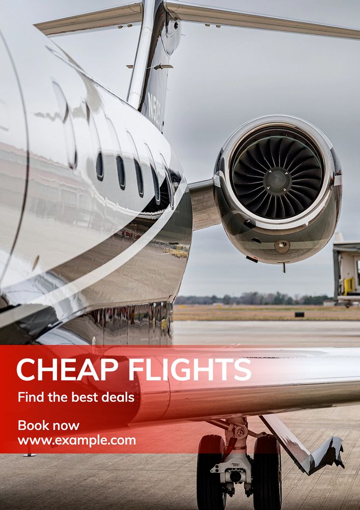 Cheapest flights poster template, editable text and design