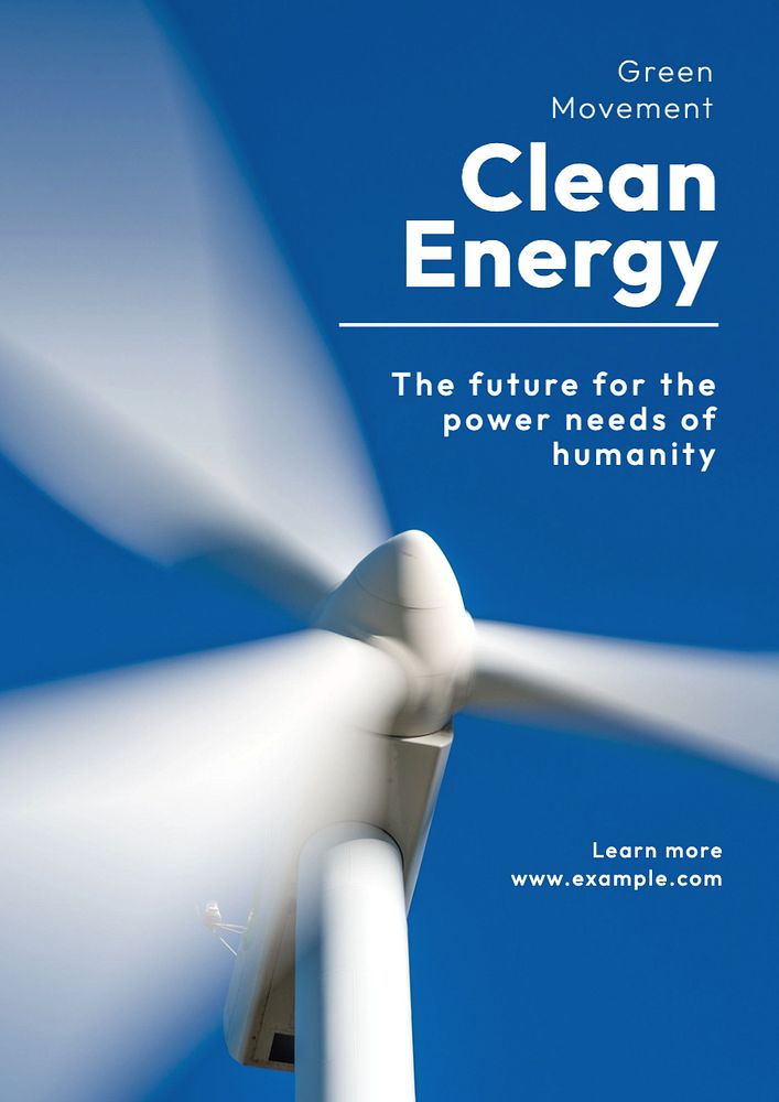 Clean energy  poster template, editable text and design