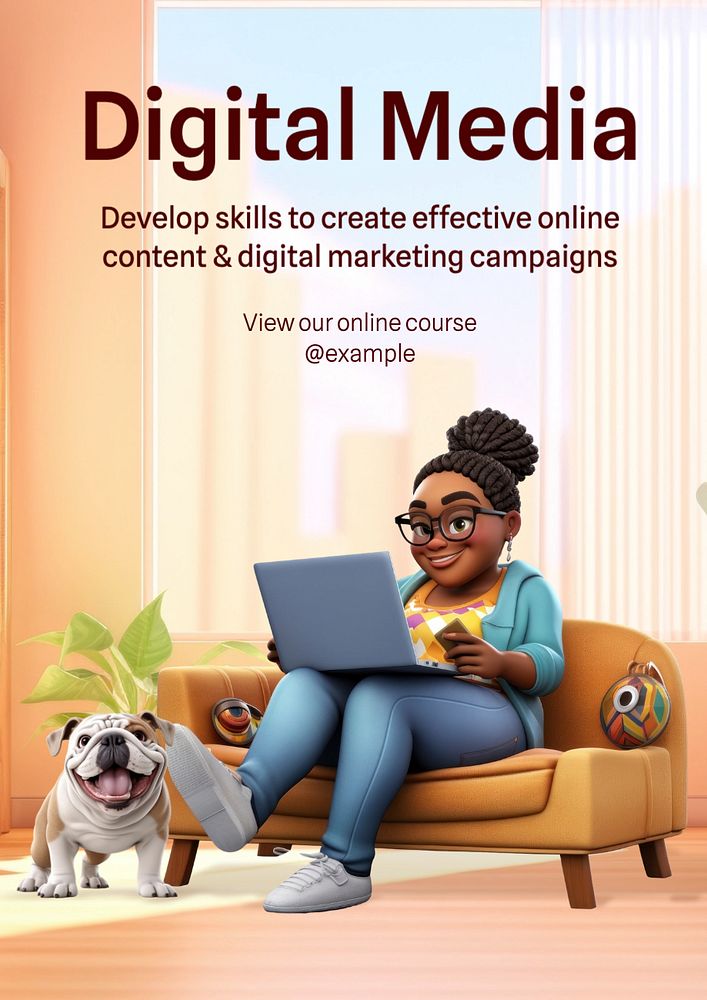 Digital media & marketing poster template, editable text and design