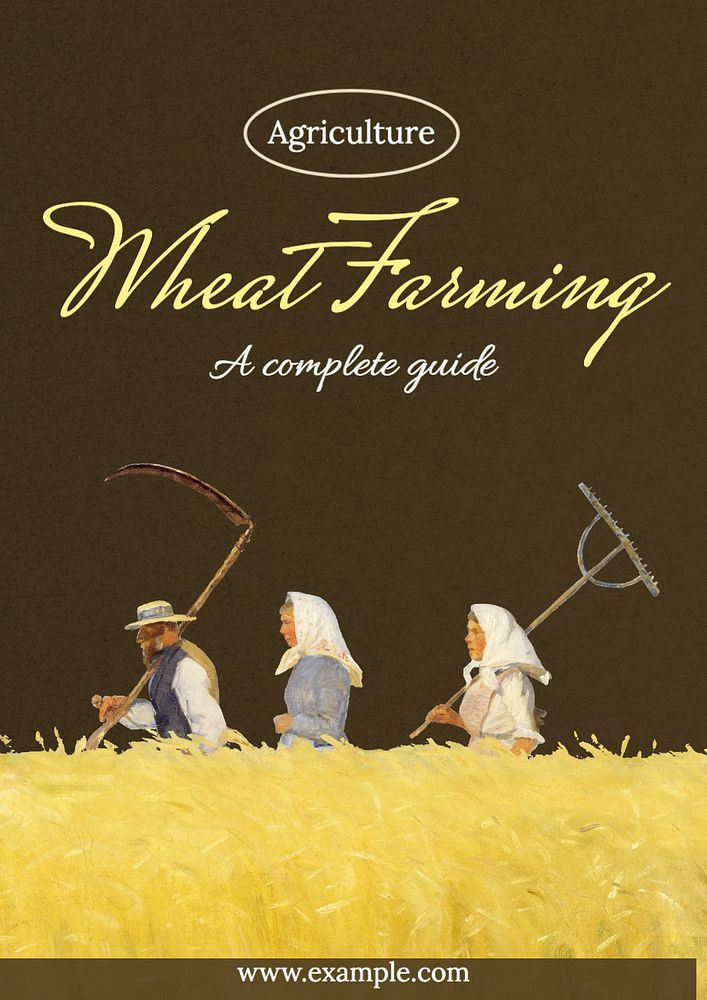 Wheat farming poster template, editable text and design