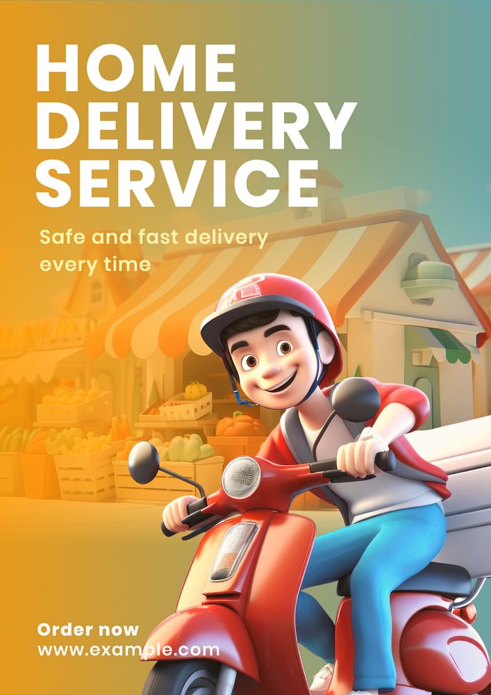 Delivery service poster template, editable text and design