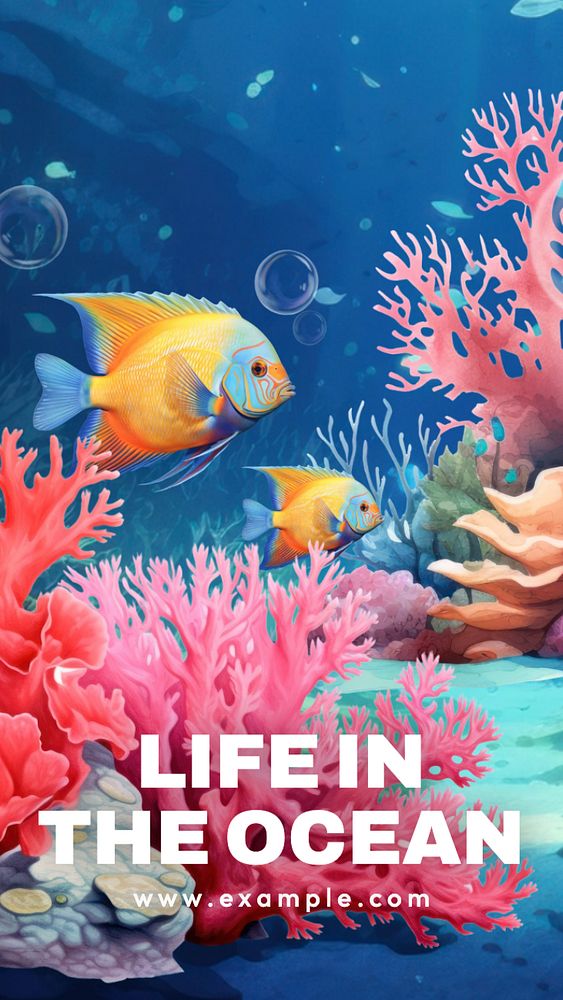 Ocean life Instagram story template, editable text