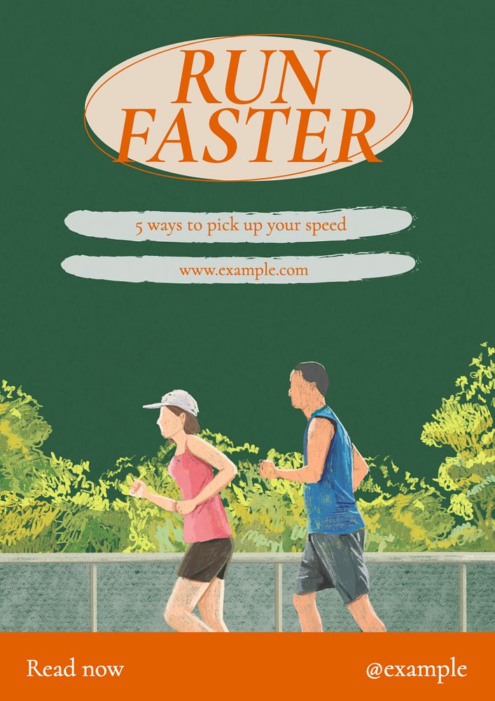 Run faster poster template, editable text and design