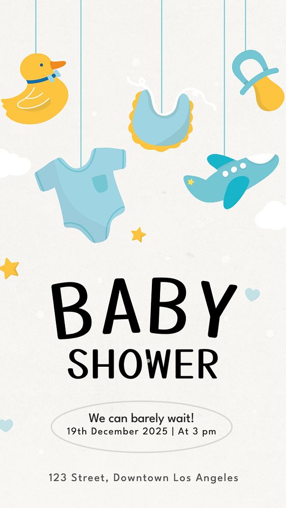 Baby shower Instagram story template, editable text