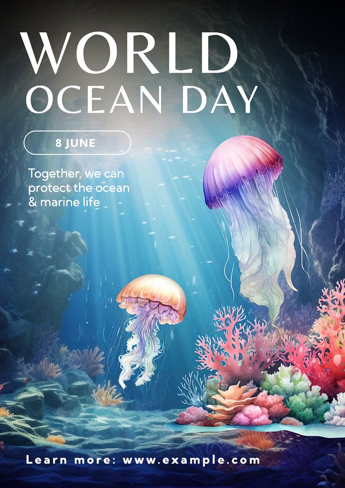 World ocean day poster template, editable text and design