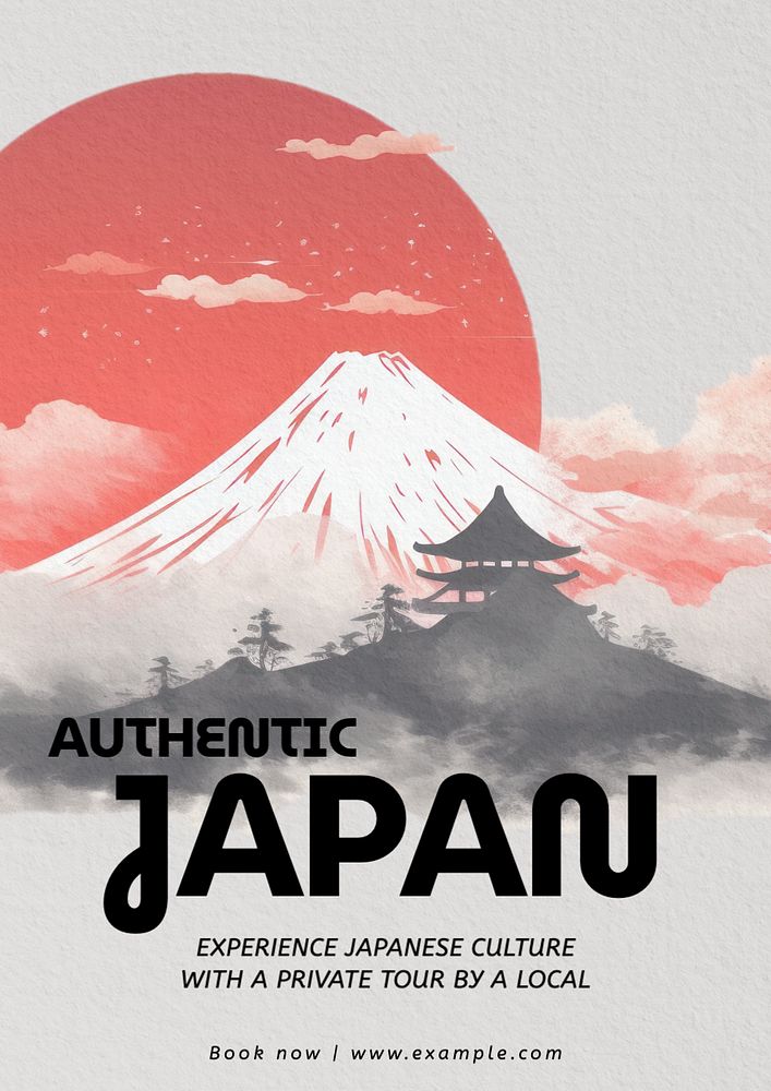 Authentic Japan poster template, editable text and design