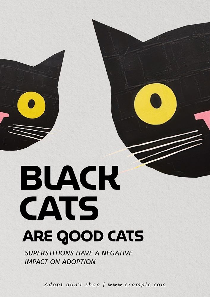 Black cats poster template, editable text and design