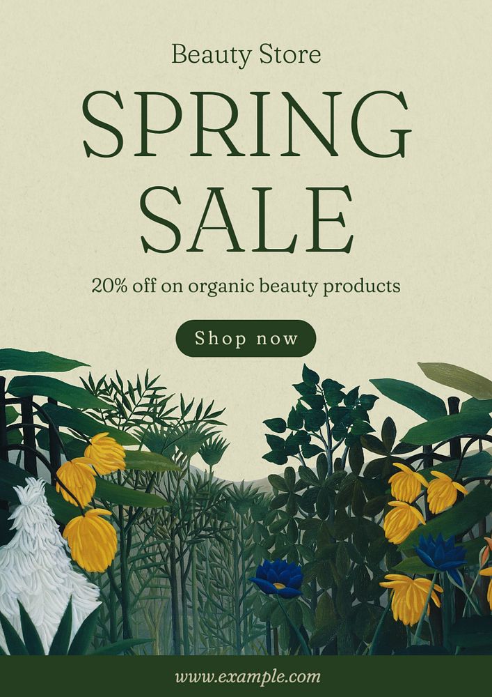 Spring sale poster template, editable text and design