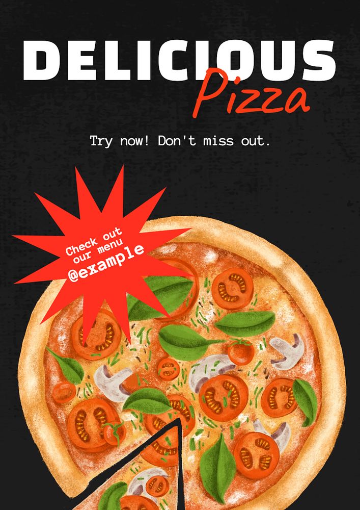 Pizza & restaurant poster template, editable text and design