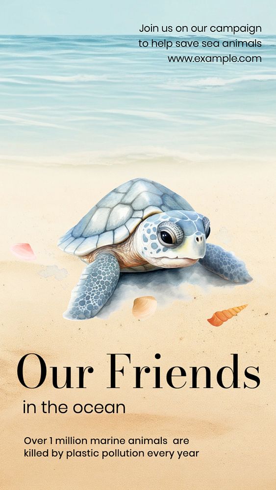 Ocean friends  Instagram story template, editable text