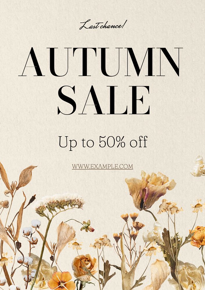 Autumn sale poster template, editable text and design