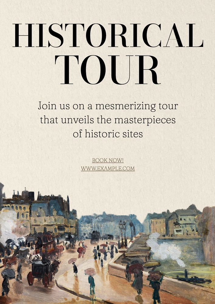 Historical tour poster template, editable text and design