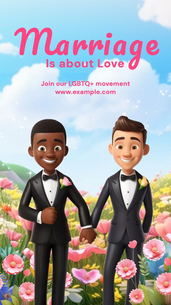 Gay marriage  Instagram story template, editable text