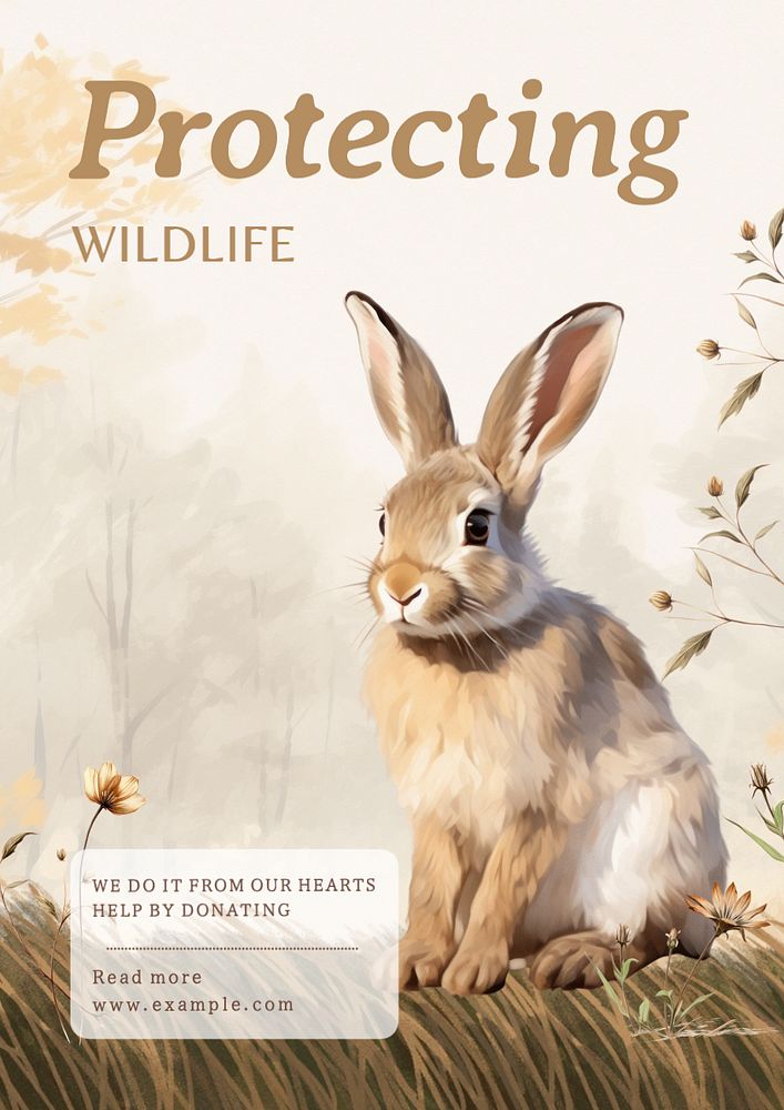 Wildlife charity  poster template, editable text and design